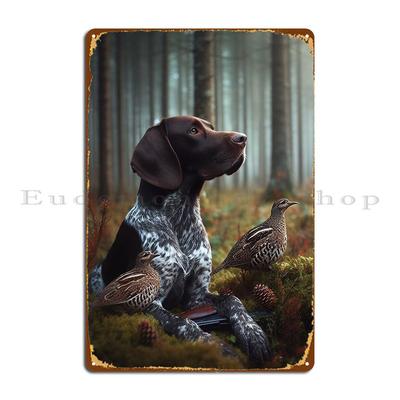Pointer Alemán de Pelo Corto Caza Bosque Señal de Metal Diseño de Cine Decoración de Pared Impreso Crear Señal de Lata Póster