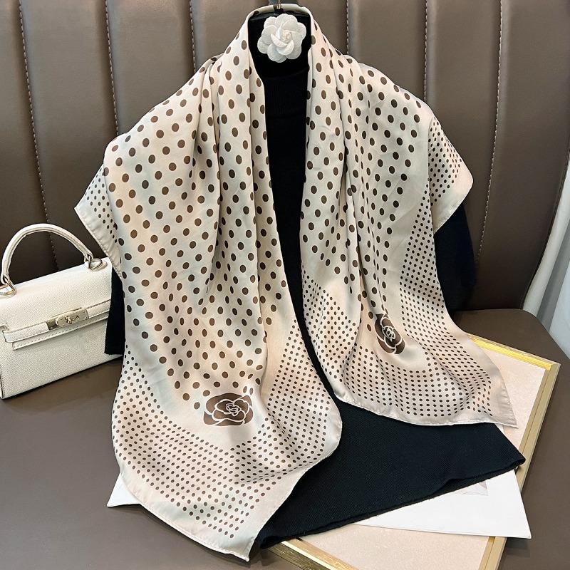 

New black flower scarf women s travel versatile decorative silk scarf summer travel sunscreen neck protection advanced sense 90CM