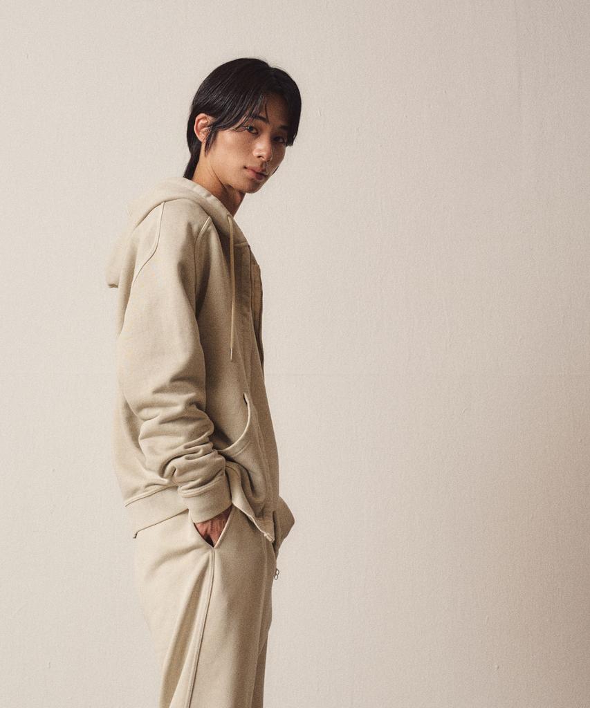 Ezio Raven Extension Hooded Zip-Up_Beige