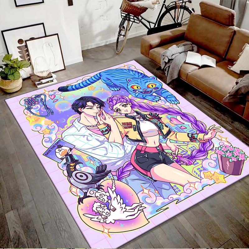 1pc KPop Demon Hunters18 Design Printed Area Rug Carpet for Bedroom Living Room Home Decor Rugs Mat Non Slip Mat Rug for Bedside