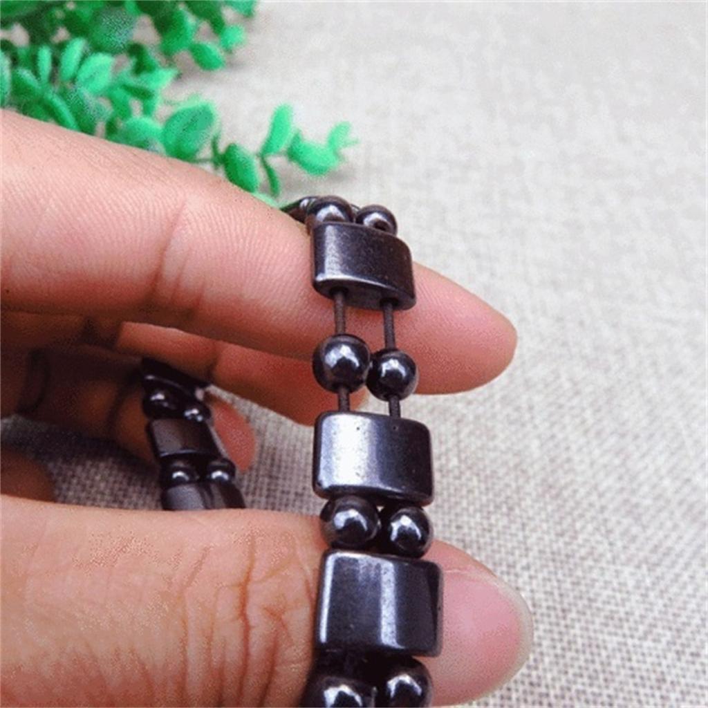 Adjustable Hematite Magnetic Therapy Bracelet for Men and Women Unisex Stretch Natural Stone Wellness Jewelry for Wrist Support and Daily Wear