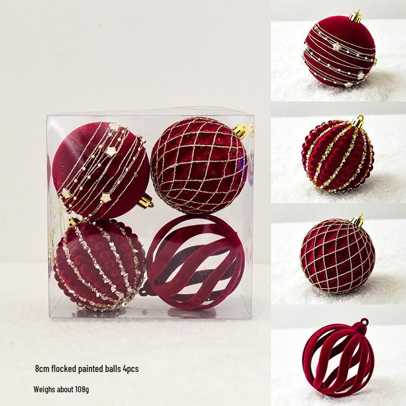 

Красный флокированный расписной елочный шар для DIY украшения елки и витрины