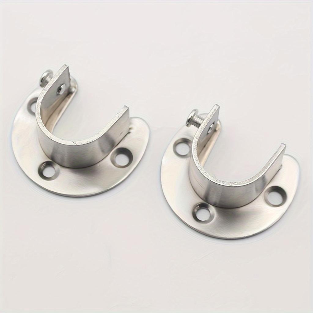 2pcs Closet Rod Holder Socket Flange Rod Holder U Shape Closet Rod Bracket Black 25mm Wardrobe Rail End Supports Curtain Rail Holder