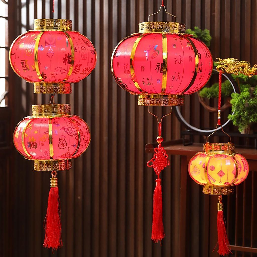 Chinese Lantern Handheld Illuminated Red Lantern Traditional New Year Spring Festival Lantern