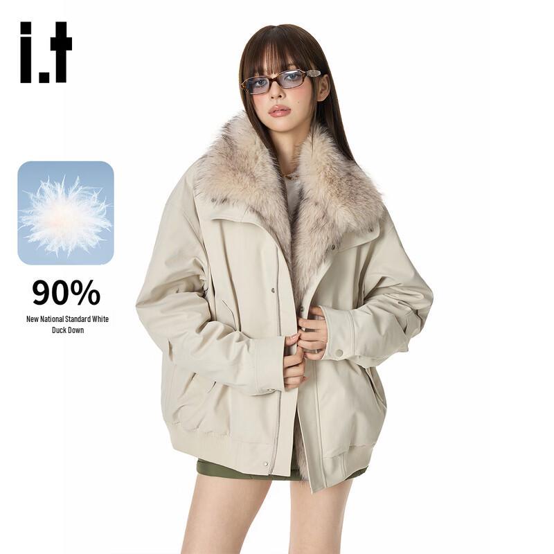 GROUND ZERO Men's Biker Style Detachable Fur Collar Down Jacket