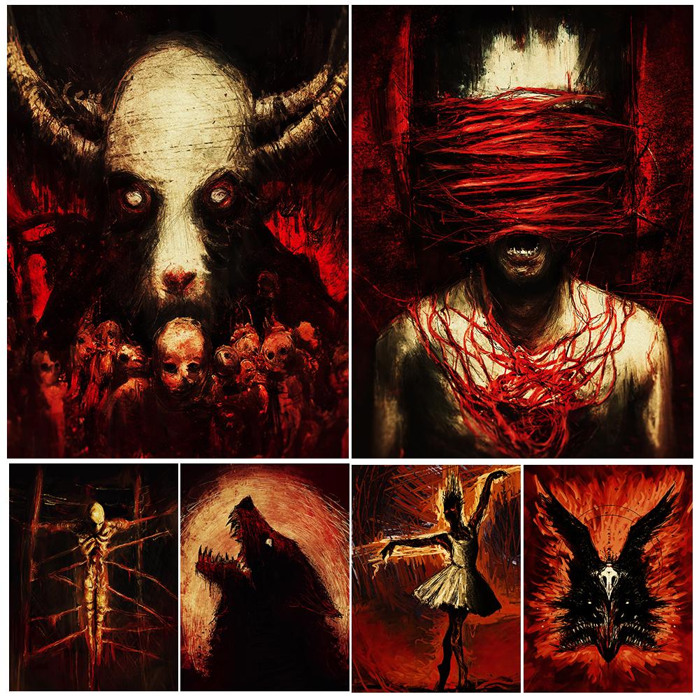 

Балерина, Верующий, Вечеринка с призраками, Настенная картина маслом ужасов, Абстрактное языческое колдовство, Художественный постер «Темный монстр»