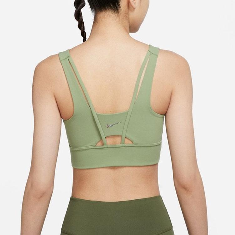 Nike Medium Support Sports Bra With Logo Print Women Underwear Green DO6620-386