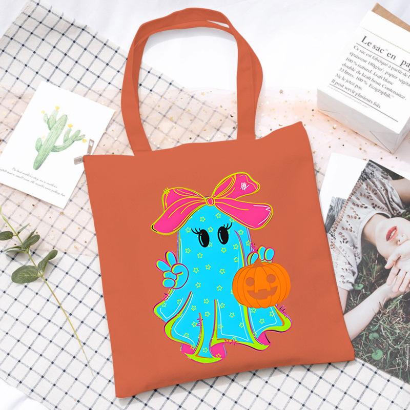 Halloween Halloween Printed Canvas Bag Lazy Style Trend Student Leisure Shoulder Bag Large Capacity