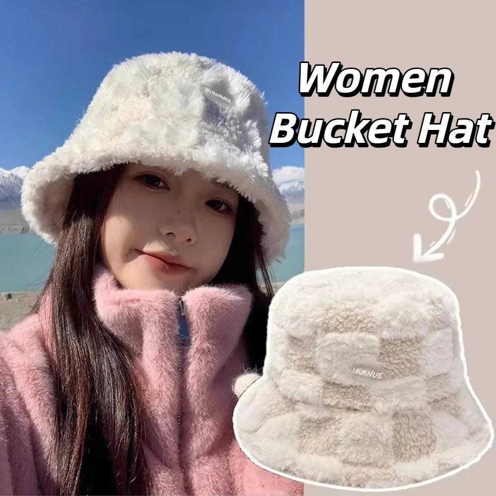 Adjustable Winter Fisherman Hat Plaid Checkered Checkered Basin Hat  Outdoor Activities