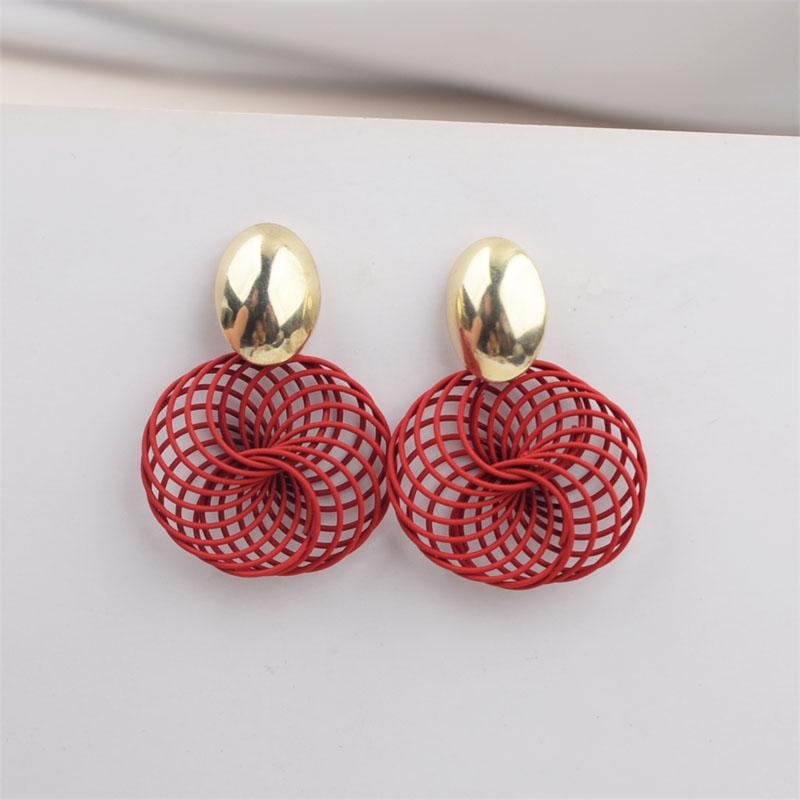 

Богемные полые сетчатые подвески Женские серьги-подвески Фиолетовые Красные Винтовые Спиральные Подвесные Серьги Металлические Овальные Серьги-капли красный