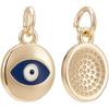 BENECREAT 10Pcs 18K Gold Plated Midnight Blue Evil Eye Enamel Charms, Flat Round Pendants with Jump Rings for DIY Necklace Bracelet Jewelry Making