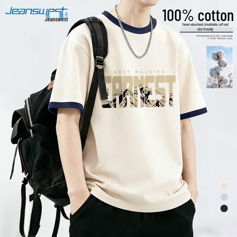 

Jeanswest Men s Color-Block Graphic Cotton T-Shirt L