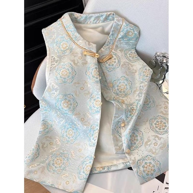 Blue vest women's annual sleeveless vest thin early spring outer wear imitation high-end