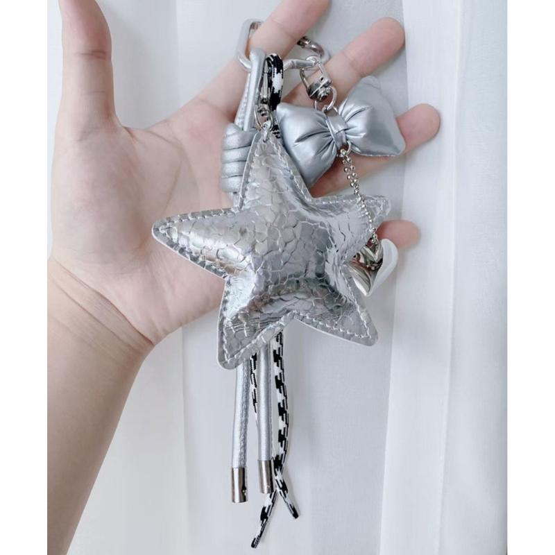 Crinkle Star Bag Charm Keychain Accessory With Sturdy Metal Hook for Purse Backpack Decoration
