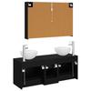 Bathroom Furniture Set 4 Pcs Black Oak Engineered Wood and Glass