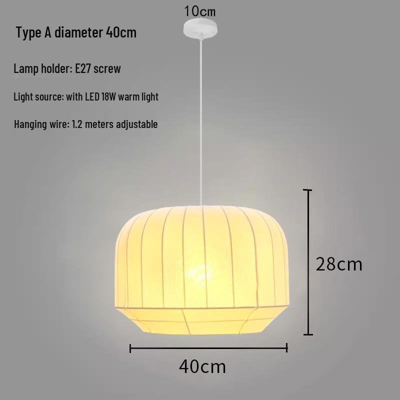 Zen Lantern: Japanese Silk Fabric Pendant Light for Bedroom, Dining Room, and Bar