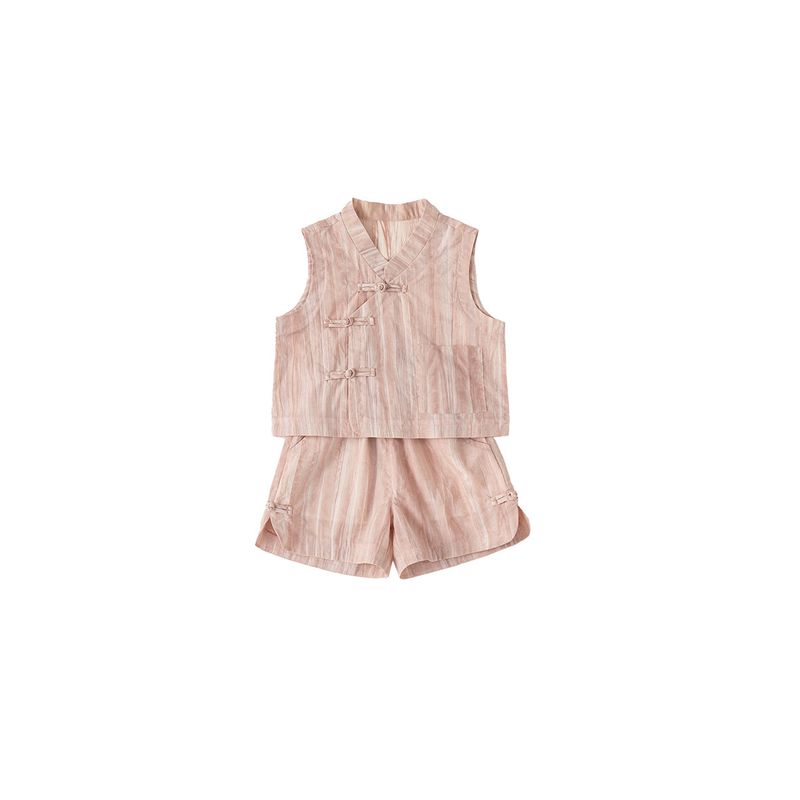 Insbobo Girls Summer Set Children's New Hanfu Baby Chinese Style Sleeveless Vest Two-piece Set Summer