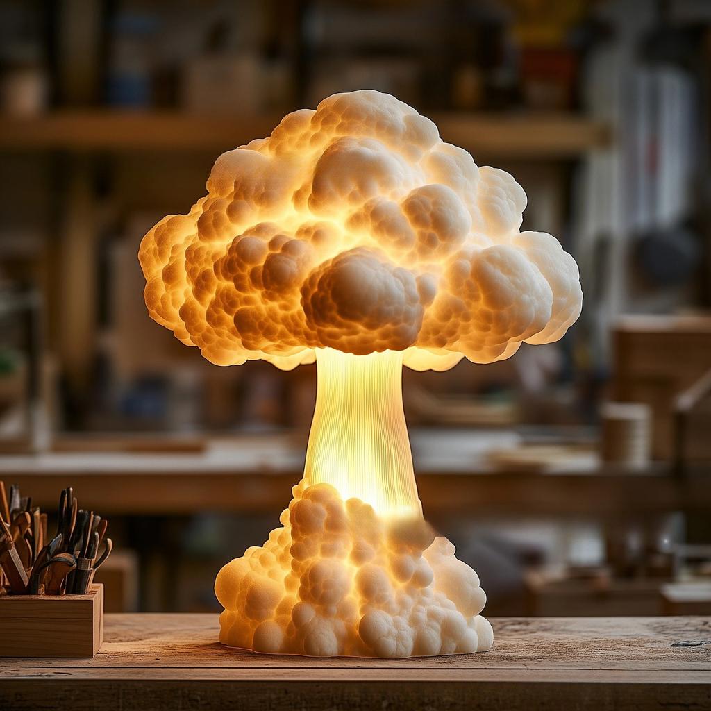 Atomic Mushroom Cloud Table Lamp Resin Ornament Decoration Battery-operated Desk Lamp Room New Year's Decorations Christmas Gift