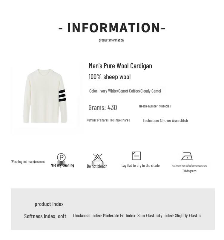 Hengyuanxiang Men's Round Neck Thickened 100% Wool Sweater 78005