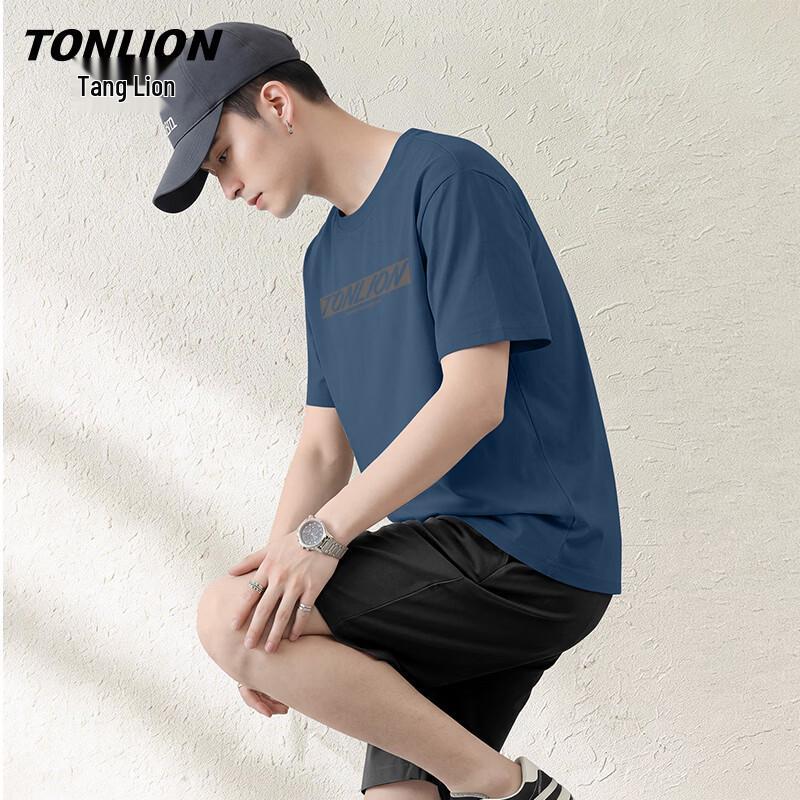 TonLion Men s Summer Pure Cotton T-Shirt & Shorts Set 5XL