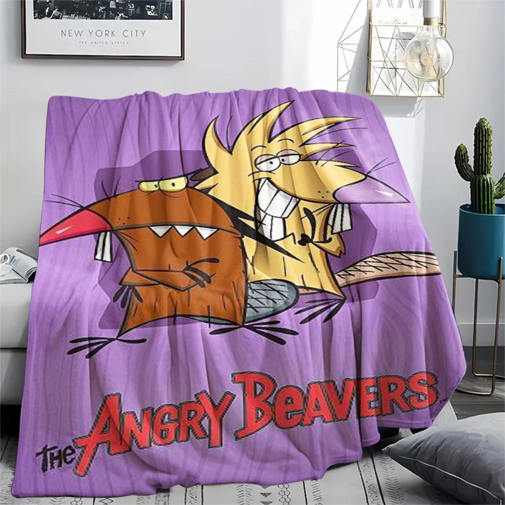 1PC The Angry Beavers Print Flannel Blanket, High quality Comfortable for All Seasons, Home Decor, Warmth and Comfort, Perfect for Christmas Gifts205