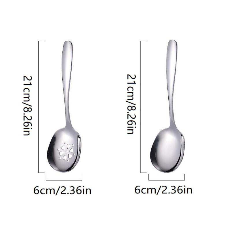 Household Public Serving Spoon Stainless Steel Soup Colander Spoon For Ice Cream Dinner Spoons Rice Salad Kitchen Tableware