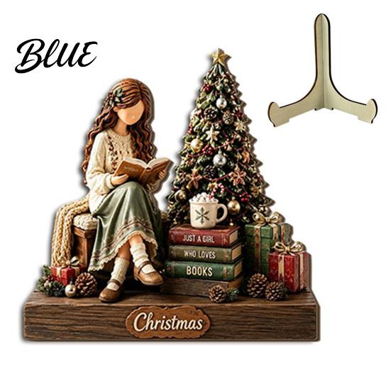 Indoor Outdoor Christmas Sign Wooden Table Sign 2D Flat Santa Claus/Snowman Reading Desktop Ornament Decorative Signage with Stand Holiday Tabletop