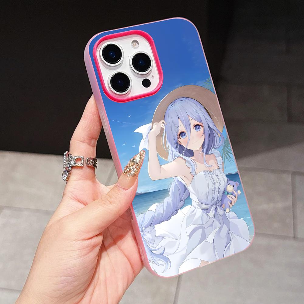Date a Live Mio Takamiya Jelly Double layer Rose Red Mobile Phone Case for iPhone 17 16 15 14 13 12 11 Air Pro Max Plus