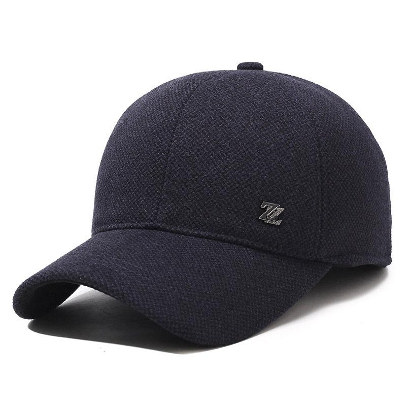 Hat Men'S Seasonal Wool Baseball Cap Versatile Middle-Aged And Elderly Fleece Warm Cap Dad'S Ear Protector Cap
