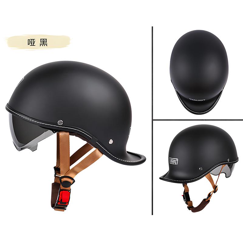 China 3C certification retro motorcycle helmet pedal cruise helmet for men and women with sunscreen goggles half helmet.