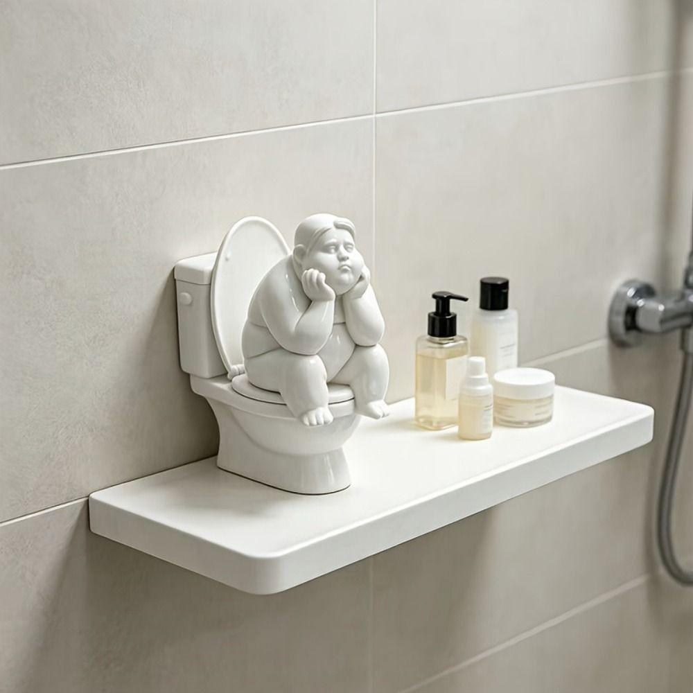 Lustige Badezimmer-Denker-Statue Niedliches kleines Schreibtisch-Ornament Toiletten-Denker-Figur Heim-Büro