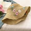 Colorful Flower Straw Hat Embroidered Flower UV Protection Cap Sweet Beach Hat  Girls