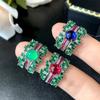 Jewelry Rings Dual-use Accessories Purple Light Lamps Will Change Color Red Corundum Blue Pointed Crystals Luxury High-end Feeling Women