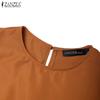 ZANZEA Women Casual Round Neck Loose Half Sleeve Long Dress