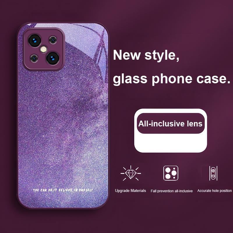 Brilliant Starry Sky For Find X5 X3 Lite Reno 6 4Z 5G OPPO A72 79 73 58 A54S OnePlus Nord N200 Tempered Glass Phone Case