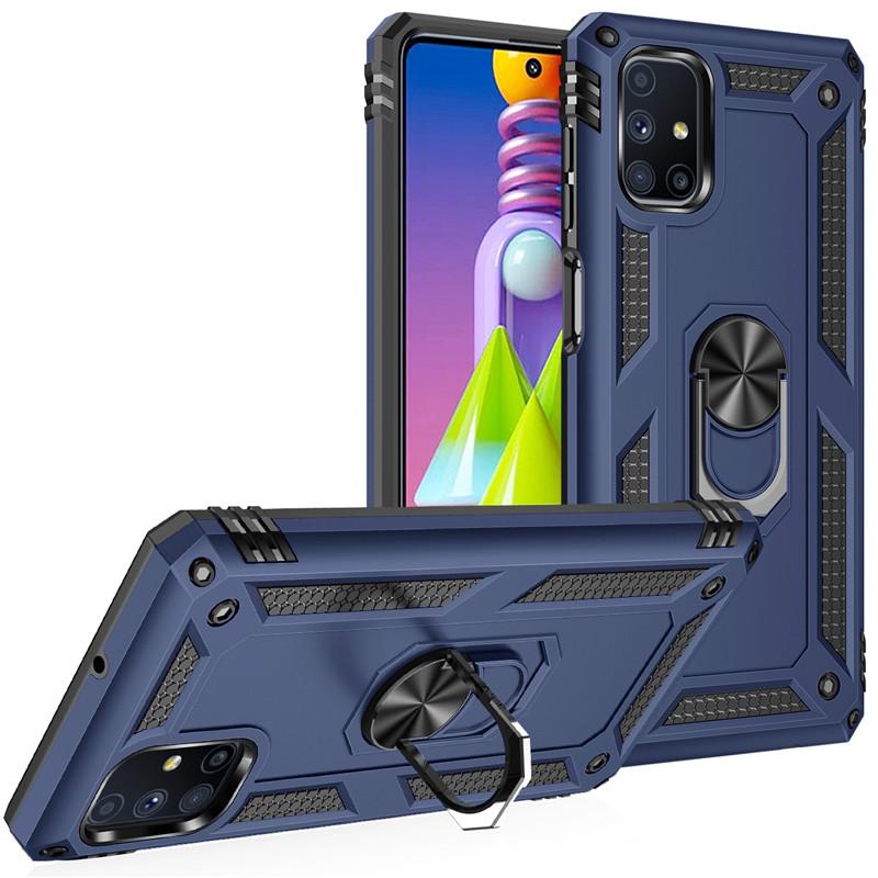 Dla Samsung Galaxy M51 M32 M02 M21 2021 Samochodowe Magnetyczne Etui na Telefon z Pierścieniem i Podstawką Tylna Pokrywa dla M31 M21 M01 M12