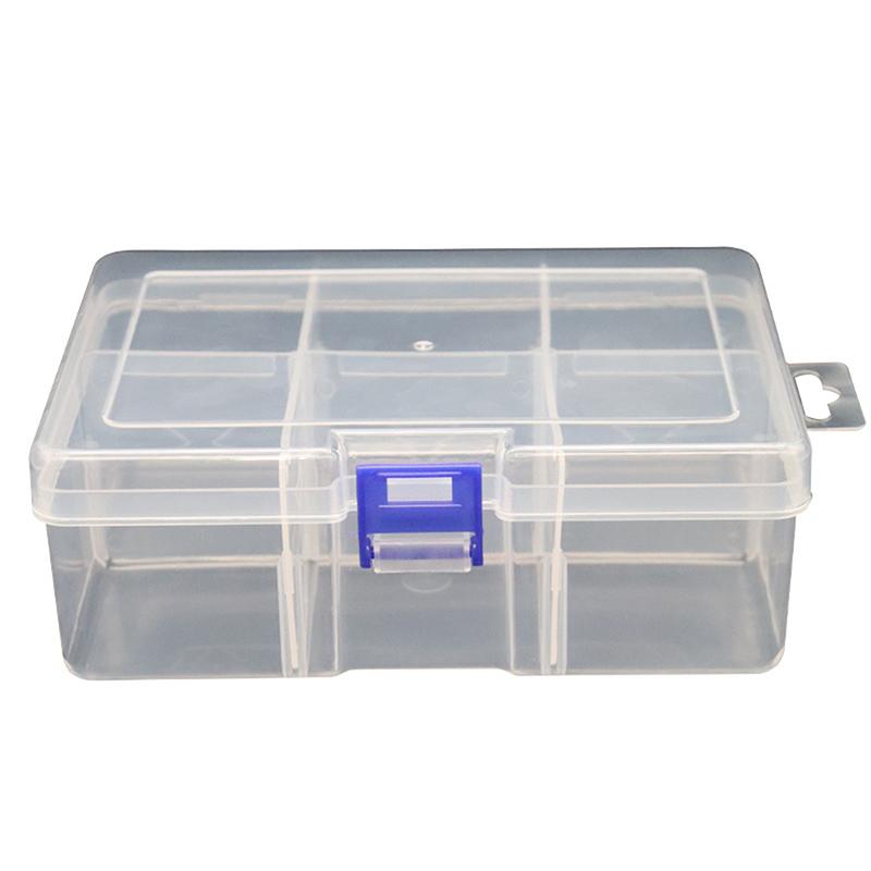 1 Stück 6-Fächer Kunststoffbox Abnehmbare Aufbewahrungsbox für Werkzeuge Schmuck und Angelausrüstung Schreibtisch-Aufbewahrungsbox