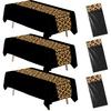 Cheetah Print Leopard Party Decorations Tablecloth, 3Pcs Disposable Black and Leopard Birthday Party Supplies Table Cover Printed Table Runner, for