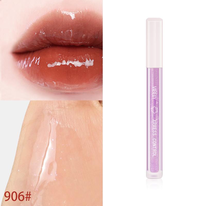 VIBELY Young Girl Fantasy Transparenter Spiegel Wässrige Lippenglasur Feiner Glitzer Perlmutt-Lipgloss Antihaft-Lipgloss-Grundierung