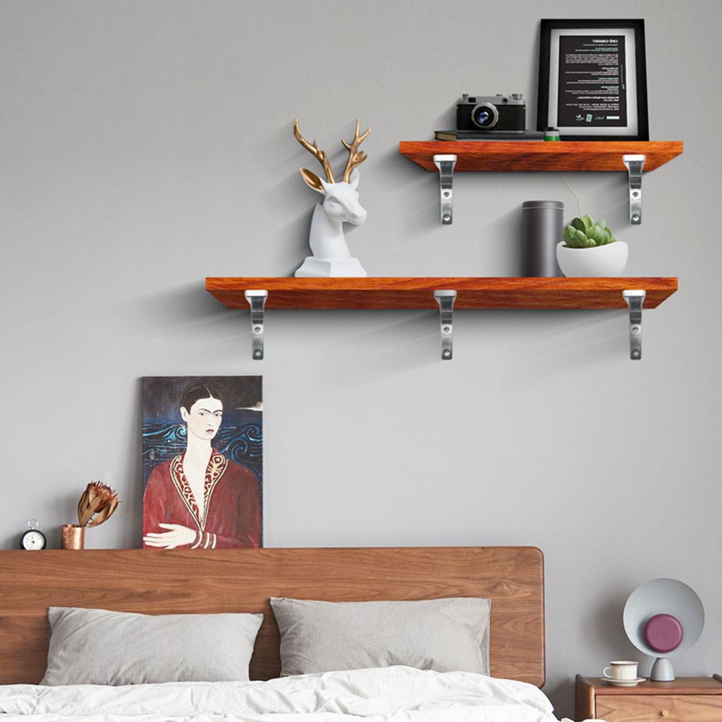 Heavy-Duty Stainless Steel Tripod Bracket - Adjustable Height, Polished Surface,  Suitable for Wall Mounted Shelves