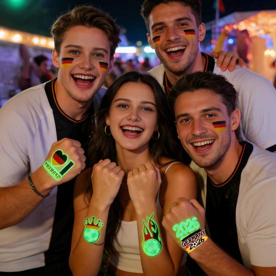 Glow Soccer Tattoos, Waterproof Temporary Freckle Stickers, Football Fan Body Art for Game Day, Night Party Makeup
