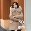 Women Parka Fashion Winter Jacket Slim with Fur Collar Warm Snow Wear Padded Clothes Long Coat Wool Liner Hooded Parkas