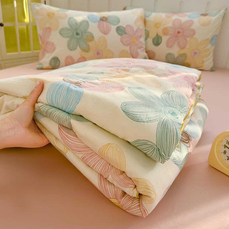 Cartoon Printed Wrinkled Yarn Summer Quilts Cozy Single and Double Air-Conditioned Quilt Cooling Breathable Home Soft Bedspread