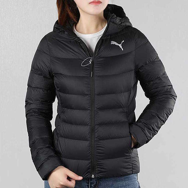Puma Warm Hooded Casual Sports Down Jacket Women Jacket Black 580928-01