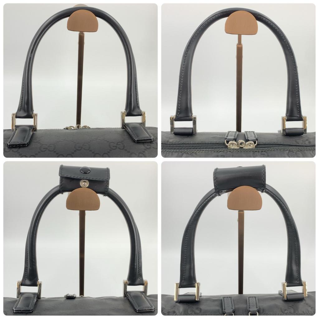 GUCCI GG Pattern Boston Bag Handbag Nylon Leather Interior Pocket Black A4 Size Men's 012 0383