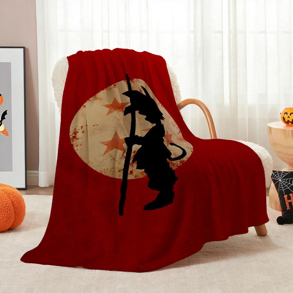Goku'S Evolution Theme Anime Flannel Blanket Thick Warm Fleece Blanket For Bedroom Sofa Nap Home Party Decor New Year Gift