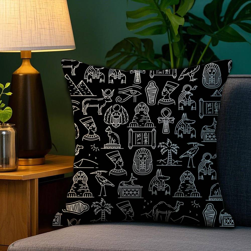 Classic Ancient Egyptian Pillow Case Plush Fabric Soft Double Sided Print Sofa Cushion Cover Throw Pillow Covers