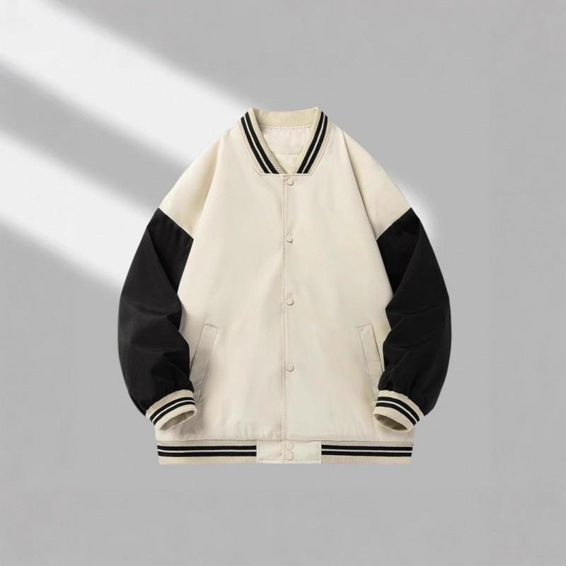 High-Quality Color Block Baseball Jacket Men Women Retro American Style Casual Fall Outerwear