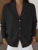 Women's Loose Fit Lapel Knit Cardigan - Soft, Cozy, Plain Color, Long Sleeve Autumn/Winter Sweater