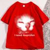 I Need Ibuprofen Cat Tshirts For Unisex Cotton Caual Short Sleeve Funny Vintage Graphic Cat Tshirt Unisex Silly Kitten Tshirt